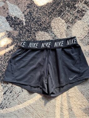Nike Women’s Black Athletic Shorts with Branded Waistband. Small